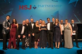 The Definition Health team with their Royal Surrey partners scooping Best Elective Care Recovery Initiative at the HSJ Partnership awards - the `Oscars of the health industry'.