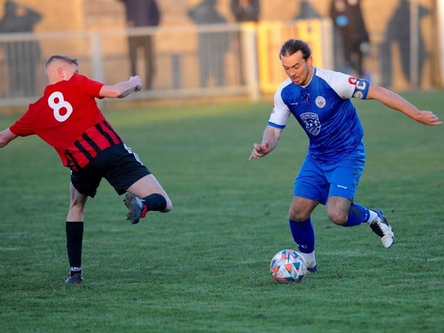 Action from Shoreham's win over AFC Varndeanians in the SCFL premier division
