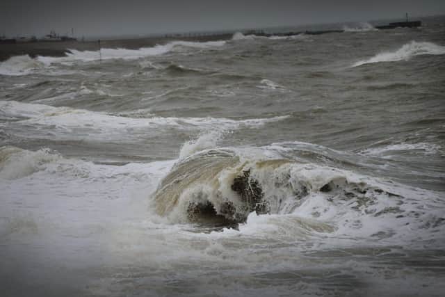 High winds whip up the waves off the Sussex coast