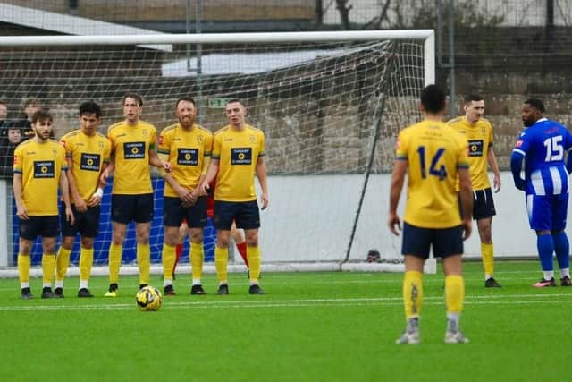 Lancing - pictured in recent action against East Grinstead - held Ramsgate to a draw at Culver Road | Picture: Stephen Goodger