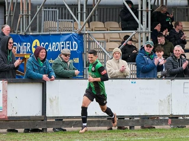 Burgess Hill Bbeat Corinthian 4-1 with two goals from Dan Perry and one each from Dave Martin and Martyn Box. Picture by Chris Neal