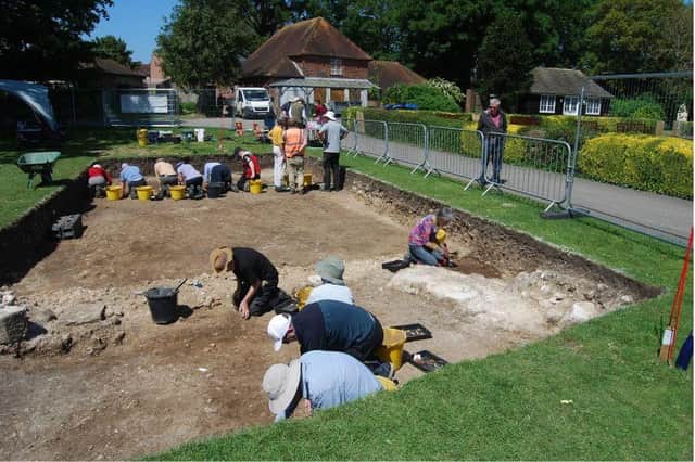 The remains of a ditch that surrounded Chichester’s Norman castle, together with a masonry structure associated with it, have been revealed for the first time in hundreds of years thanks to the latest archaeological dig in Priory Park.