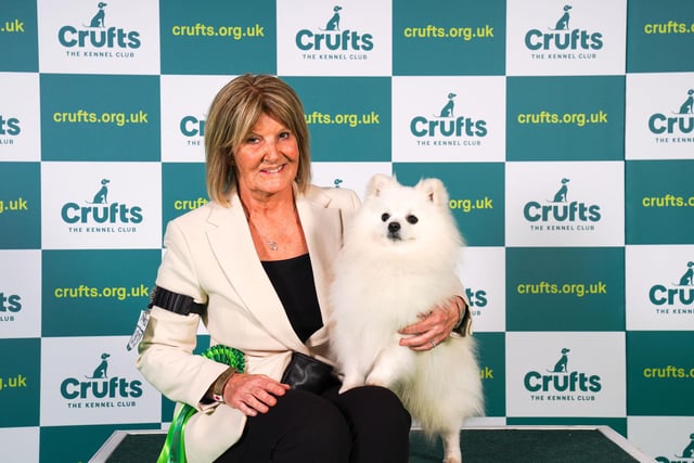 Fiona Grayer with Henri, a German Spitz, who was the Best of Breed winner.