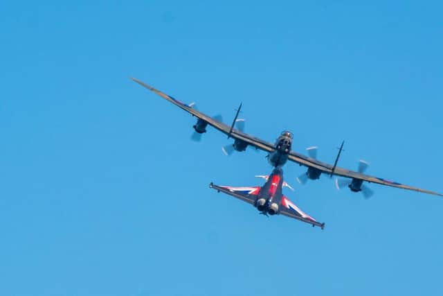 BBMF Lancaster and Typhoon display at Airbourne 2023