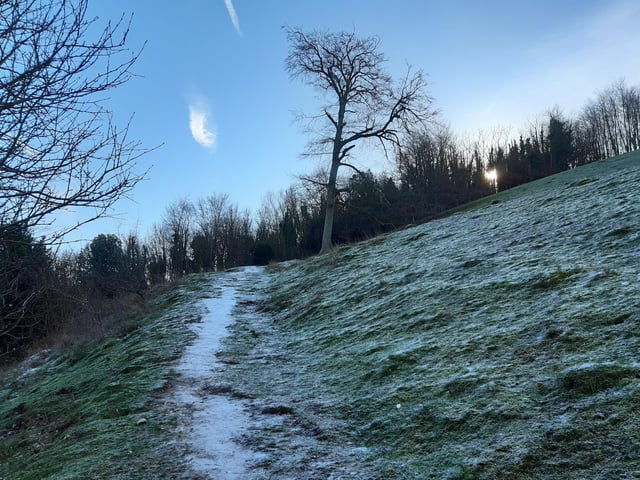 Keep following the path, it is not too steep. We went on a very icy day and we were fine!
