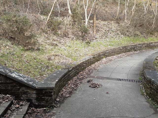 On the other side, walk up the ramp to the right