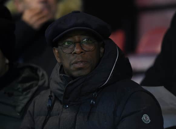 Ian Wright former Arsenal player in the stands during the Premier League 2 game between Arsenal FC and Derby County at Meadow Park on January 03, 2020 in Borehamwood, England.