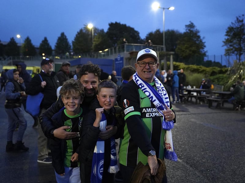 Brighton and Hove Albion fans at the Amex ahead of their first ever game in Europe. They are playing AEK Athens in the Europa League.
