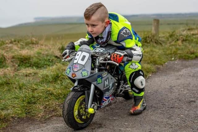 Tyler Schiraldi is competing in a British Motorcycle Championship – at the age of six..jpeg