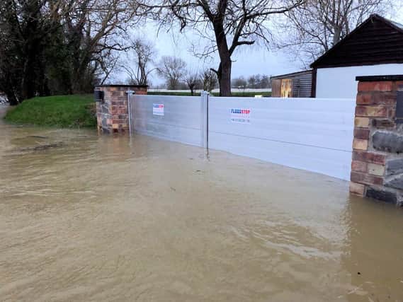 The flood defence in action.