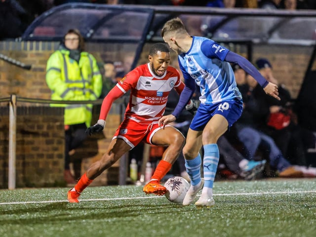 Action from Eastbourne Borough's home defeat by Torquay United in National League South