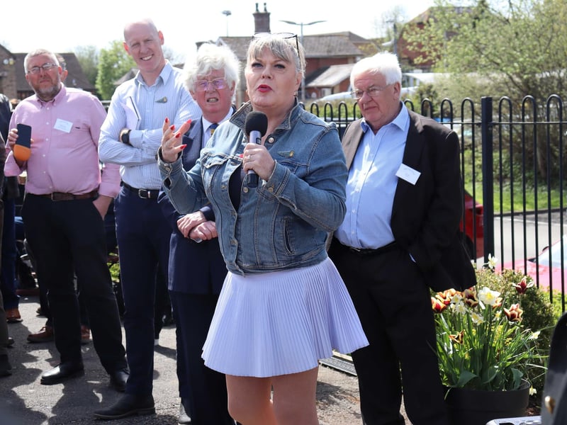 The new station at Robertsbridge Junction officially opens. Suzy Eddie Izzard is pictured. Photo by Kevin Boorman.