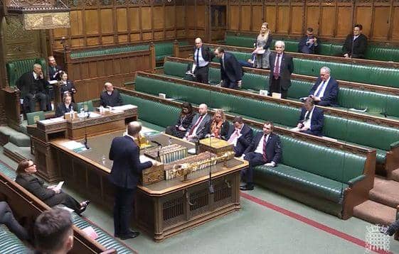 Mims Davies MP in the House of Commons listening to UQs