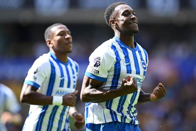Danny Welbeck of Brighton & Hove Albion celebrates during Brighton's victory at Wolves