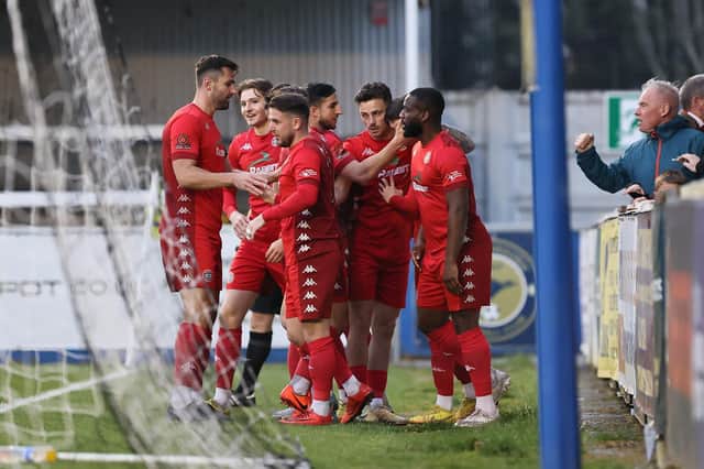 Action from Worthing's 1-0 win at Farnborough in the National League South