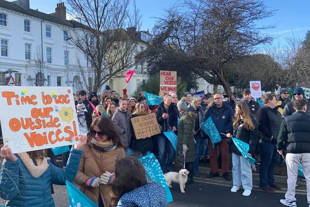 A rally in Eastbourne on February 1