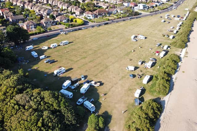 An aerial view of the travellers camp in Goring