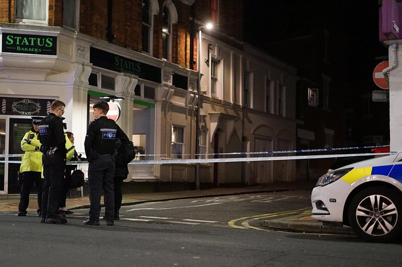 Police officers were seen at a cordoned off area just after 7pm at the junction of Elms Road and Seaside Road in Eastbourne on Thursday, March 7