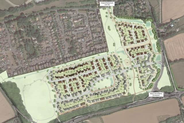 A site plan for the 300-homes Climping development