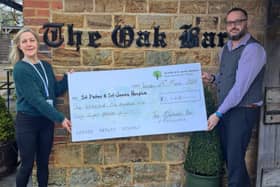 Oak Barn Bar and Restaurant in Burgess Hill has raised £1,168 for St Peter & St James Hospice