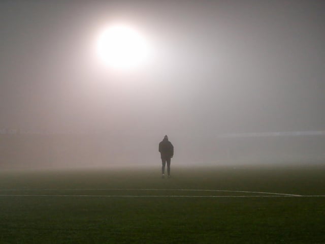 Eastbourne Borough take on Taunton Town in the fog - before the match was abandoned