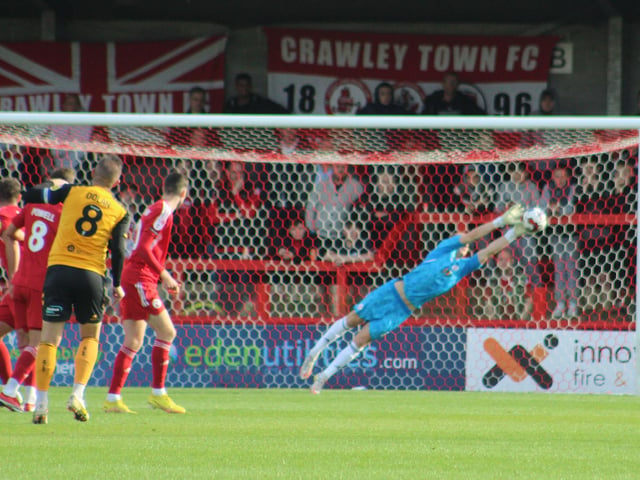 Action from Crawley Town's 2-1 win over Newport County. Picture by Cory Pickford