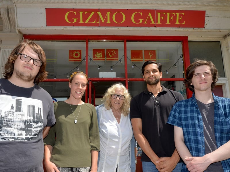 Prince's Trust making a donation to Gizmo. L-R Stephen Debley, Jess Beerling (Asst Team Leader), Pat Fisher (Gizmo), Faizal Nanji (Team Leader) and Joseph Fenwick. Picture taken in 2018