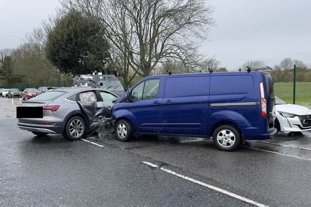 Collision in Lottbridge Drove, Eastbourne. Image from Sussex News and Pictures