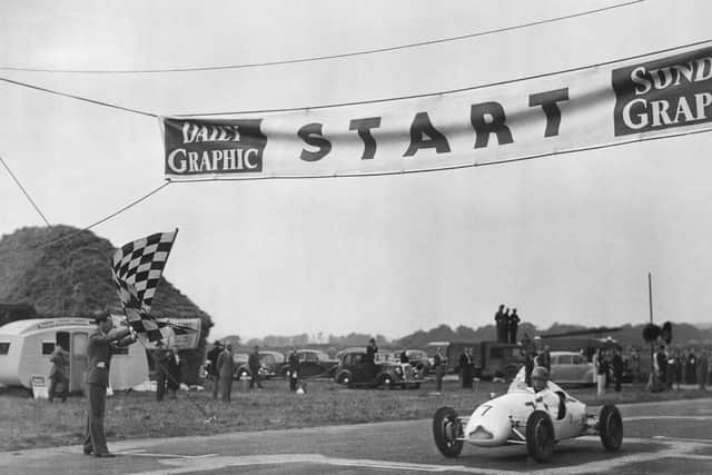 Stirling Moss 1948 at Goodwood Motor Circuit. 