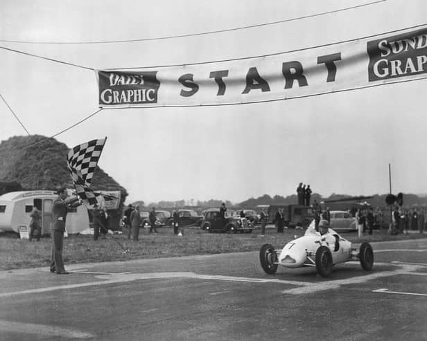 Stirling Moss 1948 at Goodwood Motor Circuit. 