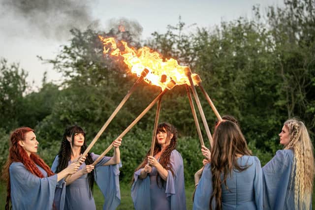 A torchlit procession will lead audiences to St Mary’s Church in Horsham, for a concert celebrating the Mediaeval Baebes’ 30th anniversary. Photo: Rob Kelly