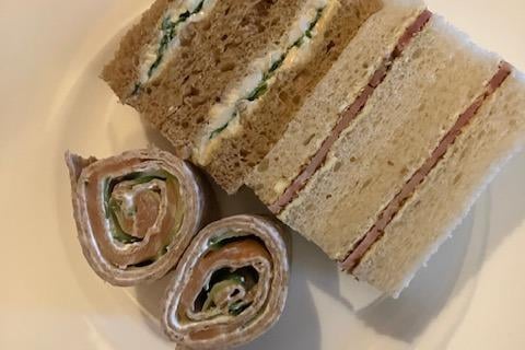 Fine sandwiches and wraps served on bone china.