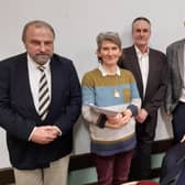 From left: speakers Gordon Parr, Beki Adam, Roy Williams, John Samson and Nigel Jacklin at the Save Our Town meeting in Burgess Hill