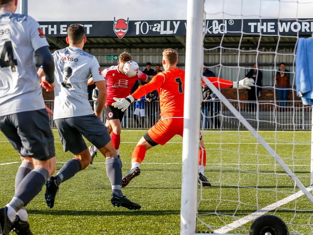 Action from Eastbourne Borough's 2-0 Ntional League South win against Slough Town at Priory Lane