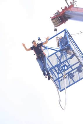 Veterinary surgeon Mariana Redpath, who has acrophobia – the extreme fear of heights – was cheered on by her son, Alex, and his classmates at Chesswood Junior School as she faced ‘one of my ultimate fears’ and bungee jumped at Brighton Marina