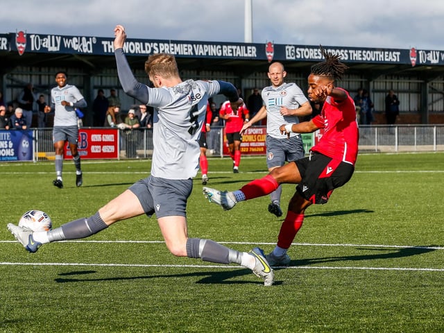 Action from Eastbourne Borough's 2-0 Ntional League South win against Slough Town at Priory Lane