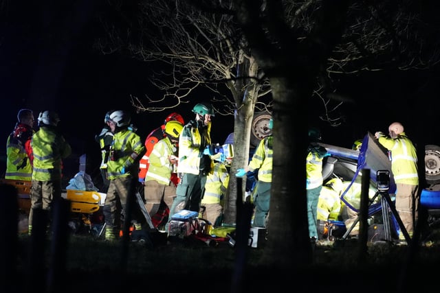 There was an overturned car in Stanmer Park, Brighton, on New Year's Eve (Sunday, December 31)