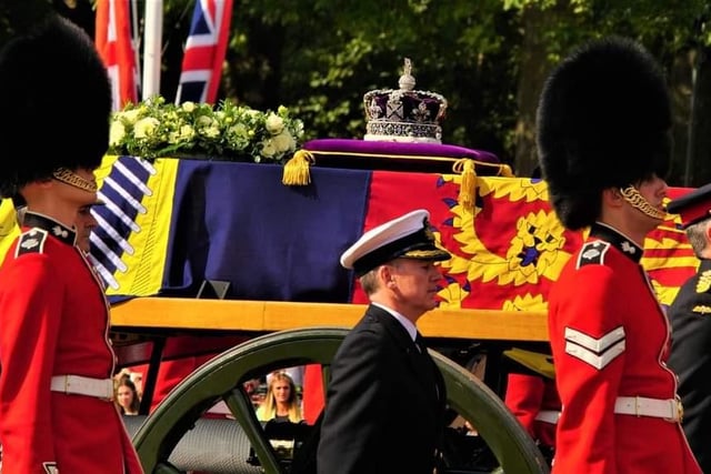 Servicemen and guards escorted the Queen's coffin from Buckingham Palace, along The Mall, and on to Westminster Hall where she is lying in state until the state funeral on Monday (September 19). Photo: Julie Boylett