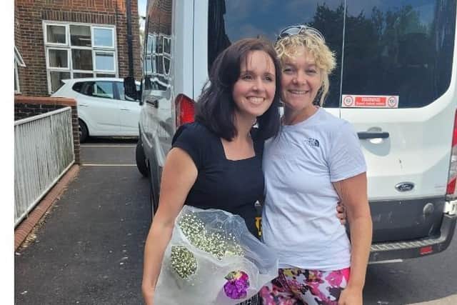 Michelle O'Connell (left) is a science teacher and forest school leader at Priory School in Lewes and was inspired to take part in the 13.1-mile race by her former colleague Linda Goode, who was a passionate Brain Tumour Research campaigner. Picture: Michelle O'Connell