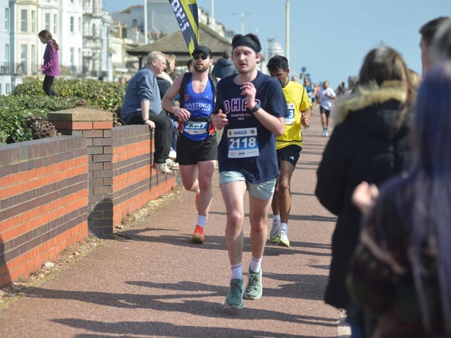 Images from the finish area at the 2026 Hastings Half Marathon