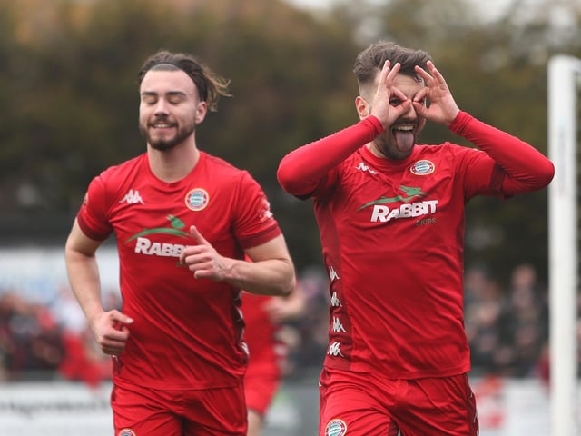 Action and goal celebrations from Worthing FC's 3-2 National South win over Havant and Waterlooville at Woodside Road