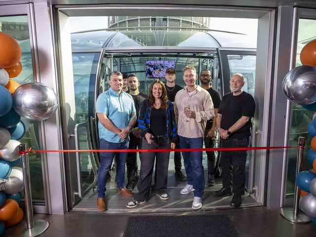 Former Dragons Den businesswoman Sarah Willingham and husband Michael Toxvaerd celebrate the re-launch of the Brighton i360 in Brighton, East Sussex on Saturday 8th of March 2025. The 450ft iconic towers offers amazing views across the Sussex coast and landmarks such as the Brighton Palace Pier.