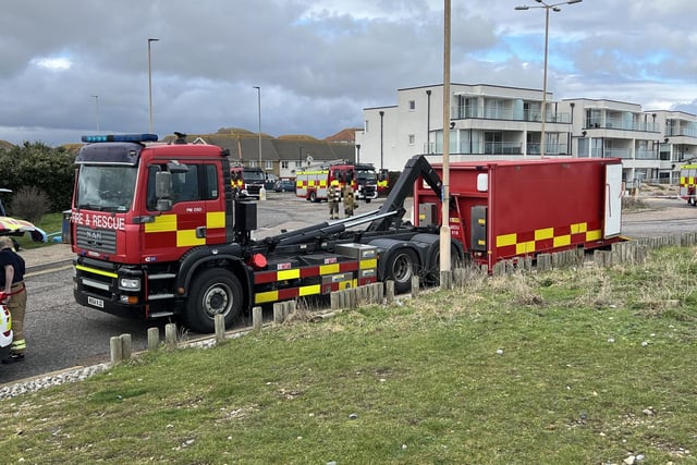 The fire service by the wastewater treatment works in Eastbourne. Picture from Sussex news and pictures