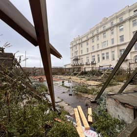 Storm damage at the former public conveniences in Harold Place