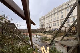 Storm damage at the former public conveniences in Harold Place