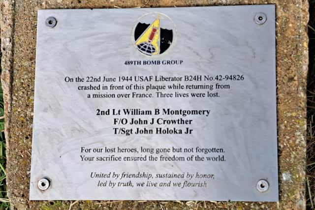Members of the family of one of the former pilots of the American B24 Liberator came together to visit the site of the site of where their ancestor crashed in Arundel.