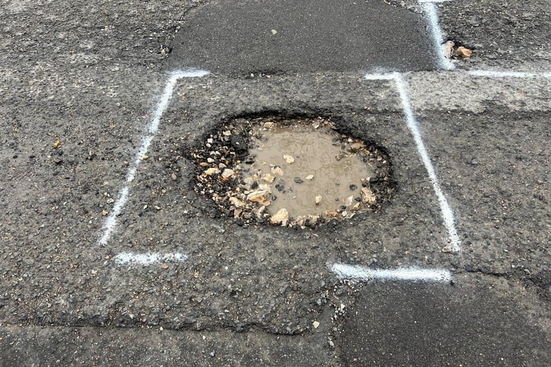 Photos were also sent to Sussex World of ‘three-week old’ potholes in Wiston Avenue – with them clearly marked by chalk to warn motorists.