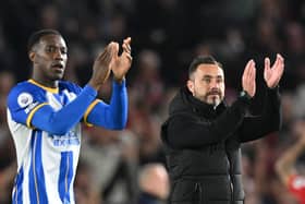 Brighton's Danny Welbeck has made his long-awaited return from injury at the home of former club, Arsenal. (Photo by GLYN KIRK/AFP via Getty Images)