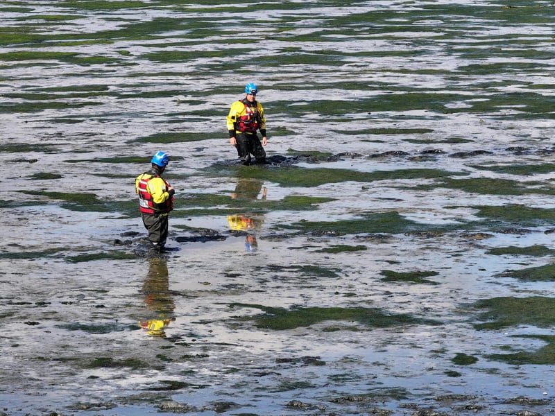 Both agencies worked together to rescue casualties from mud.