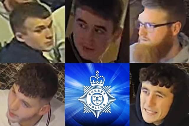 Police say they are appealing for information to find these five men. Picture: Sussex Police
